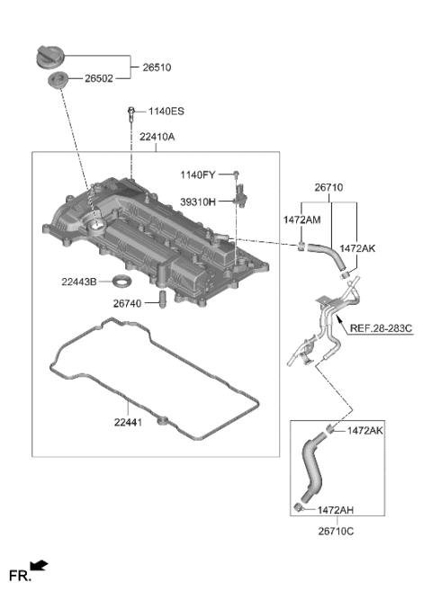 2018 Hyundai Accent Sensor-Camshaft Position Diagram for 39350-2M400