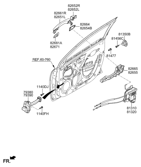 2019 Hyundai Accent Door Handle Assembly, Exterior, Right Diagram for 82661-F9200
