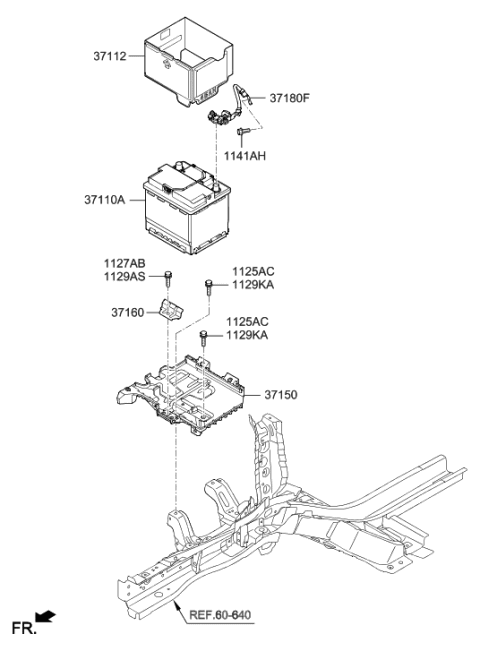 2020 Hyundai Accent Tray Assembly-Battery Diagram for 37150-H8600