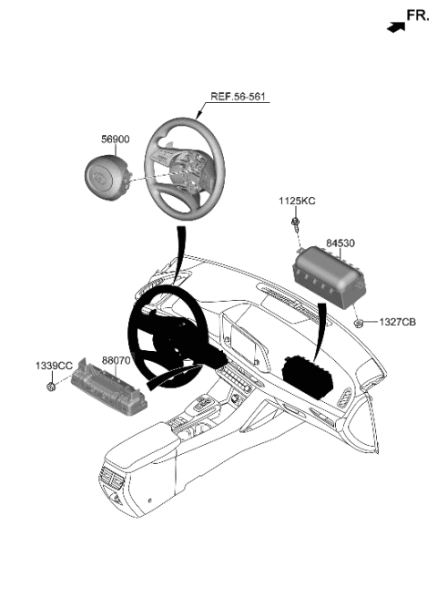 2020 Hyundai Sonata Module Assembly-STRG Wheel Air Bag Diagram for 80100-L0500-YTH
