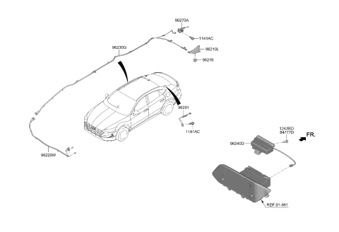 2021 Hyundai Sonata Combination Antenna Assembly Diagram for 96210-L0100-EB
