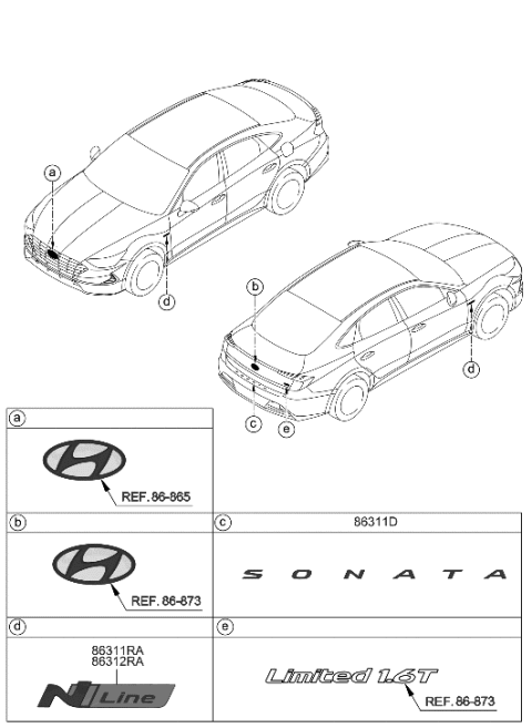 2020 Hyundai Sonata Sonata Emblem Diagram for 86310-L1000