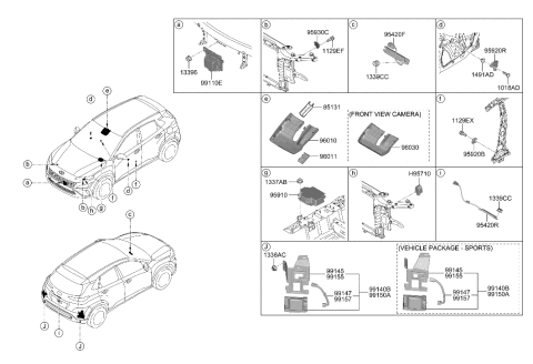 2023 Hyundai Kona UNIT ASSY-REAR CORNER RADAR,RH Diagram for 99150-J9600