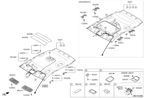 2023 Hyundai Kona Sunvisor Assy,Rh Diagram for 85220-J9105-TTX