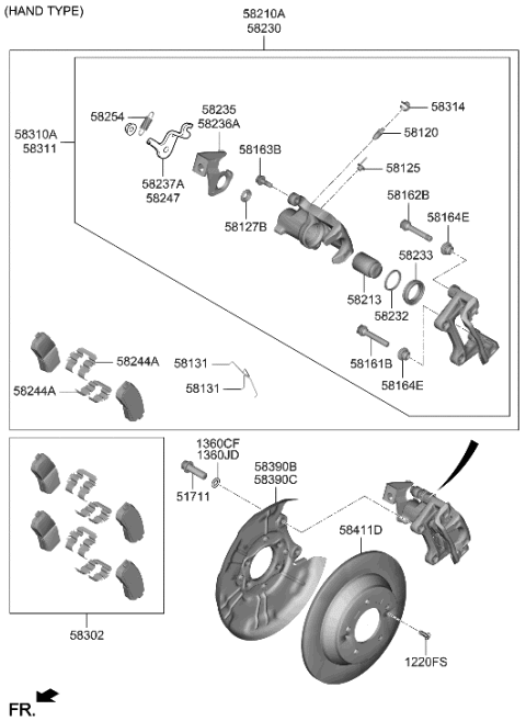 2023 Hyundai Kona Caliper Kit-Rear Brake,RH Diagram for 58311-J9A00