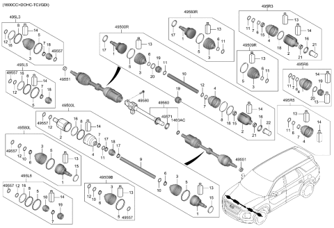 2023 Hyundai Palisade Cover-Dust Diagram for 49571-P2300