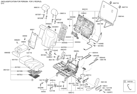 2023 Hyundai Palisade Board-RR Seat A/REST Diagram for 89931-S8000-YJY