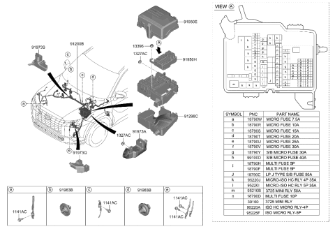 2023 Hyundai Palisade Pcb Block Assembly Diagram for 91959-S8000