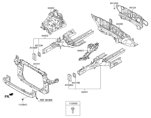 2016 Hyundai Tucson Fender Apron & Radiator Support Panel Diagram