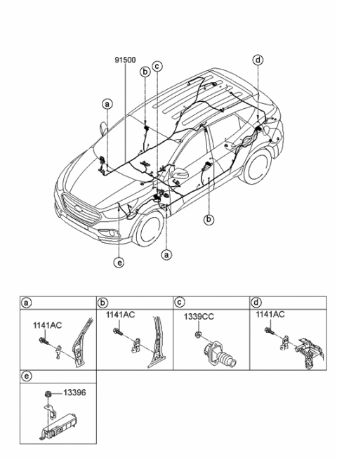 2015 Hyundai Tucson Wiring Assembly-Floor Diagram for 91500-4W030