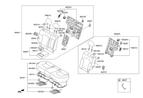 2017 Hyundai Tucson Rear Seat Back Armrest Assembly Diagram for 89900-2S011-TMC