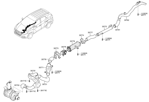 2016 Hyundai Tucson Tail Pipe-Exhaust Diagram for 35762-4W000