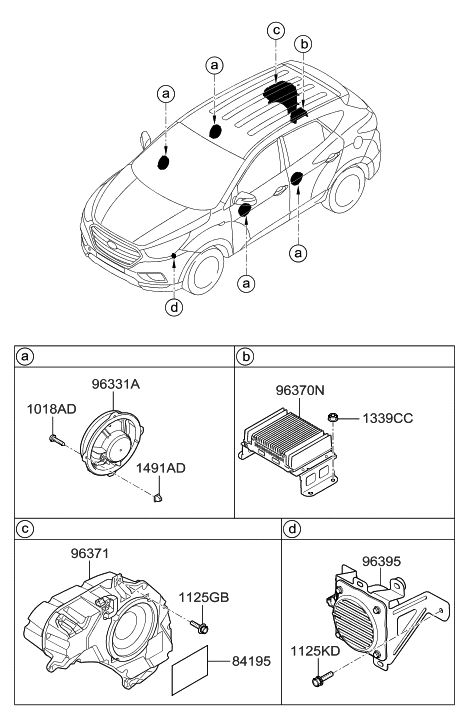 2015 Hyundai Tucson Vess Speaker Assembly Diagram for 96395-4W000