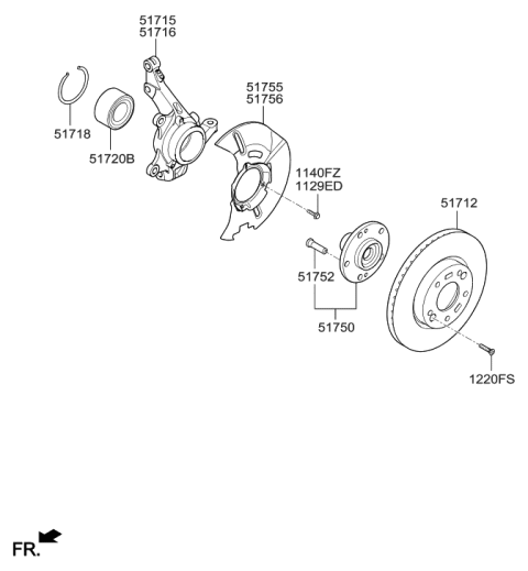 2017 Hyundai Tucson Knuckle-Front Axle,LH Diagram for 51715-2S000