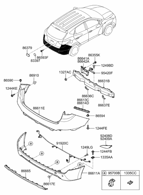 2017 Hyundai Tucson Skid Plate-Rear Bumper Diagram for 86665-4W000