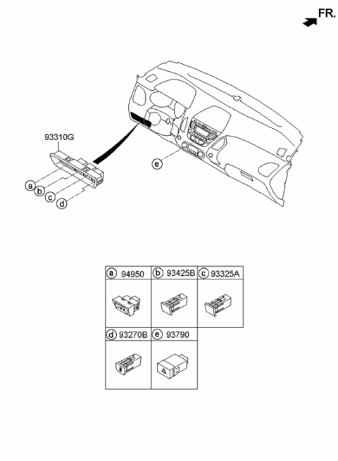 2017 Hyundai Tucson Cover-D.B.C Switch Blanking Diagram for 93325-2S000-9P