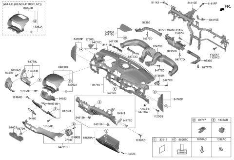 2021 Hyundai Kona Electric Steering Column Lower Shroud Diagram for 84852-J9100-SRX