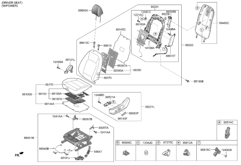2019 Hyundai Kona Electric Front Left-Hand Seat Back Covering Assembly Diagram for 88360-J9010-SVA