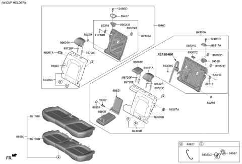 2020 Hyundai Kona Electric Rear Seat Back Armrest Assembly Diagram for 89900-J9100-SVF