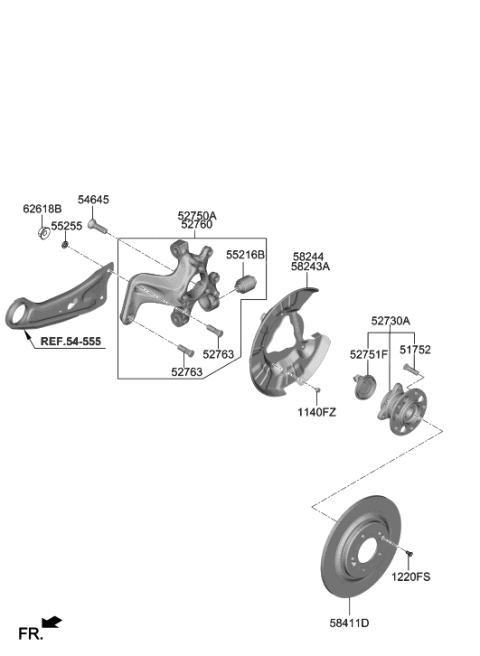 2021 Hyundai Kona Electric Rear Wheel Hub And Bearing Assembly Diagram for 52730-K4000