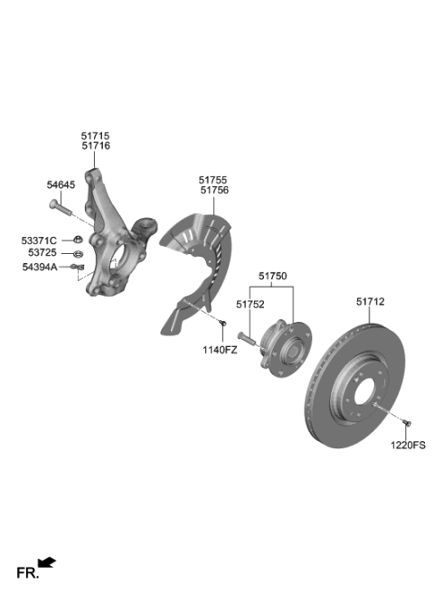 2020 Hyundai Kona Electric Front Wheel Hub Assembly Diagram for 51750-K4000