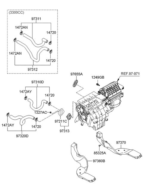 2009 Hyundai Sonata Hose Assembly-Water Inlet Diagram for 97311-3K500