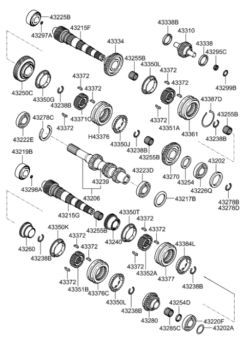 2010 Hyundai Sonata Ring-Oil Guide Diagram for 43299-24300