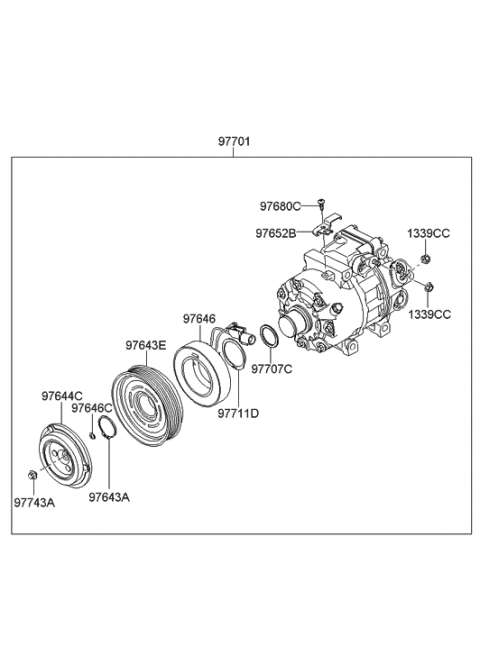 2010 Hyundai Sonata PULLEY Assembly-Air Conditioning Compressor Diagram for 97643-3K120