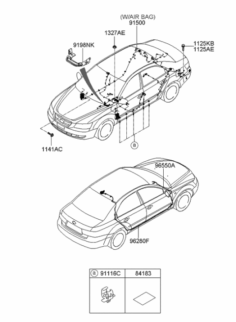 2009 Hyundai Sonata Wiring Assembly-Floor Diagram for 91351-0A711
