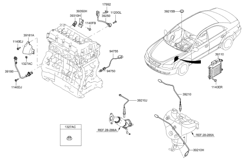 2009 Hyundai Sonata Switch & Bracket Assembly-Oil Pressur Diagram for 94710-3C230