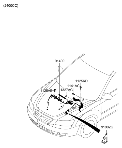 2008 Hyundai Sonata Wiring Assembly-Engine Control Module Diagram for 91451-0A051