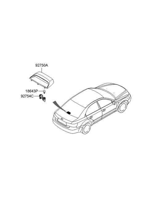2010 Hyundai Sonata Lamp Assembly-High Mounted Stop Diagram for 92700-3K000-U7