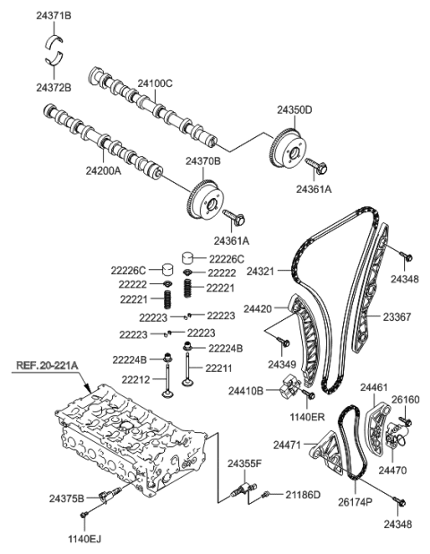 2010 Hyundai Sonata Guide-Oil Pump Diagram for 24471-25050