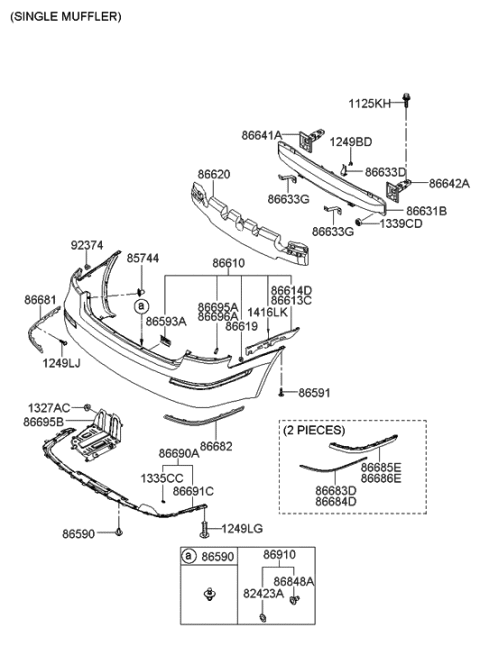 2009 Hyundai Sonata Bracket-Rear Rail Lower Mounting Diagram for 86635-3K000