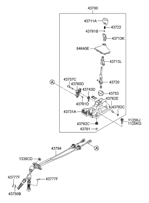 2012 Hyundai Elantra Shift Lever Control (MTM) Diagram