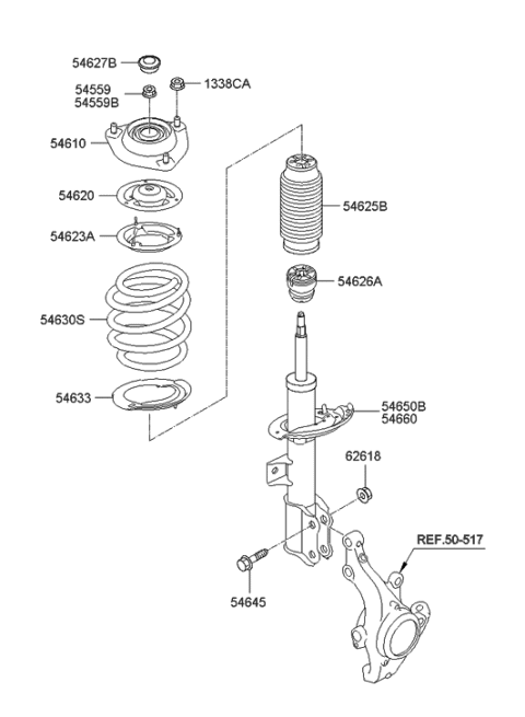 2012 Hyundai Elantra Strut Assembly, Front, Right Diagram for 54661-3Y151