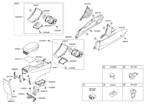 2011 Hyundai Elantra Cup Holder Assembly Diagram for 84620-3Y000-HZ