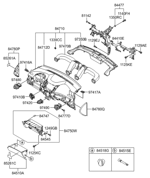2013 Hyundai Elantra Nozzle Assembly-Defroster Diagram for 97350-3Y000