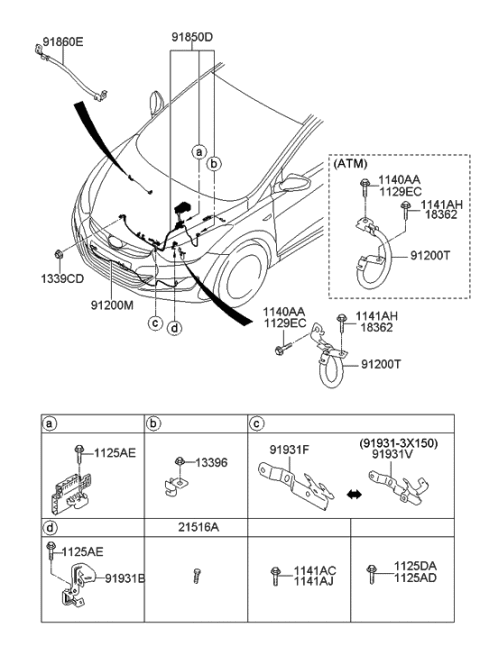2012 Hyundai Elantra Wiring Assembly-Engine Ground Diagram for 91861-3Y010
