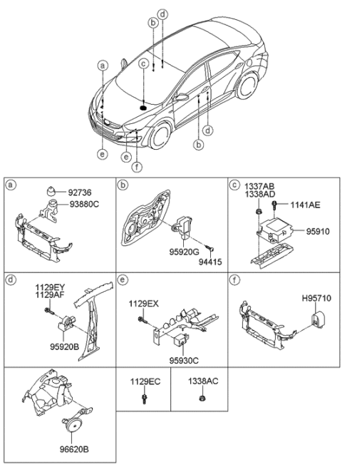 2011 Hyundai Elantra Module Assembly-Air Bag Control Diagram for 95910-3Y000
