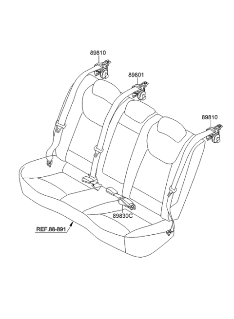 2013 Hyundai Elantra Rear Center Seat Belt Assembly Diagram for 89850-3Y000-RY