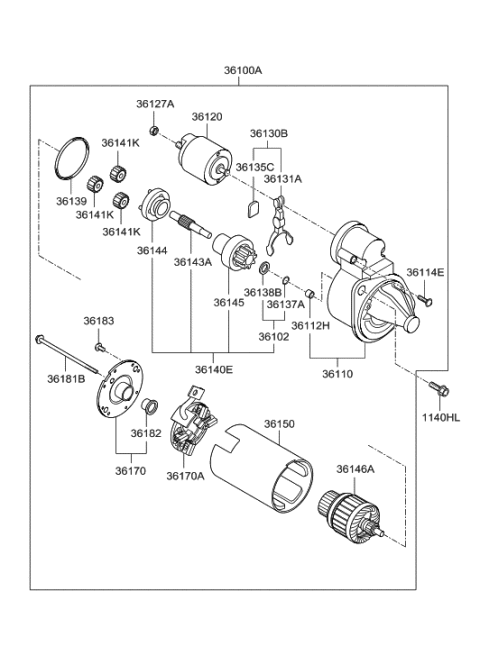 2013 Hyundai Elantra Brush Holder Assembly Diagram for 36159-2E501