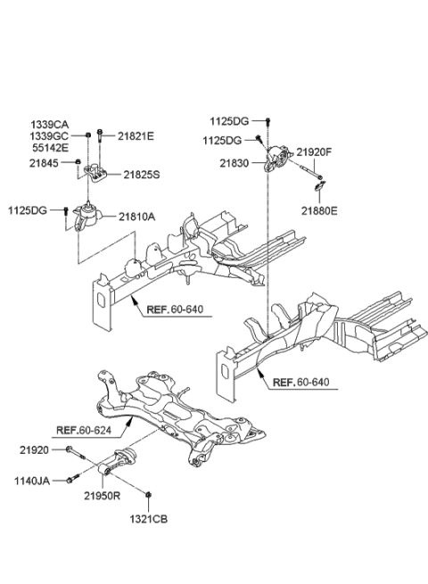 2012 Hyundai Elantra Engine Mounting Bracket Assembly Diagram for 21810-A5000