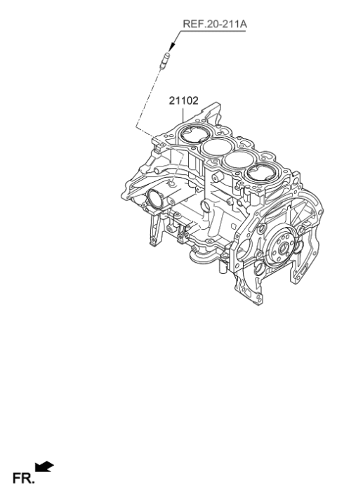 2012 Hyundai Elantra Reman Short Engine Diagram for 21102-2EK00-BHRM