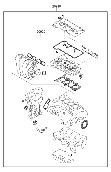 2012 Hyundai Elantra Engine Gasket Kit Diagram