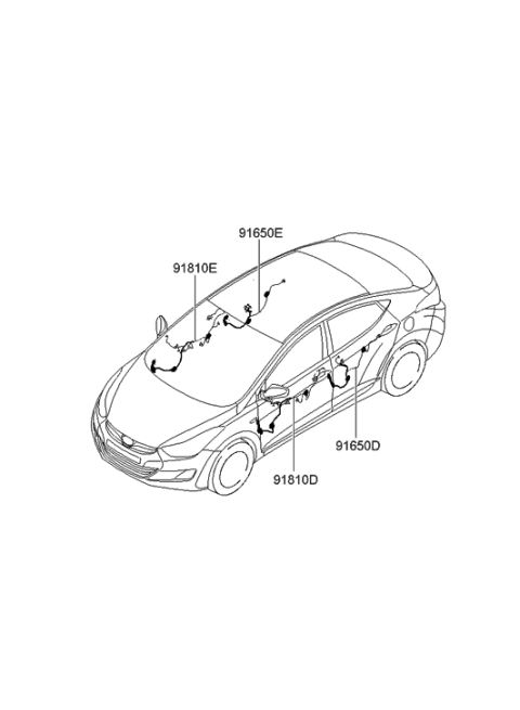 2013 Hyundai Elantra Wiring Assembly-Rear Door RH Diagram for 91660-3Y020