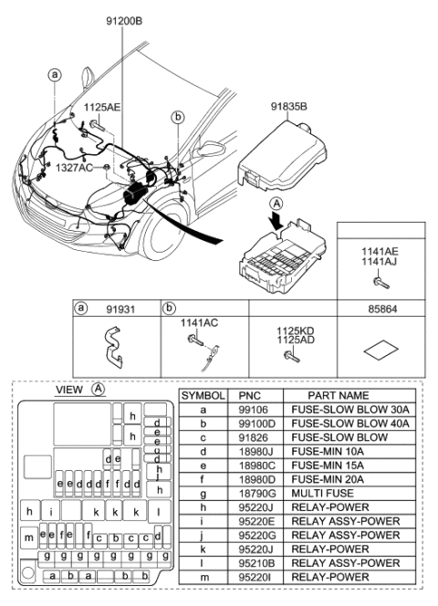 2013 Hyundai Elantra Wiring Assembly-Front Diagram for 91200-3Y043