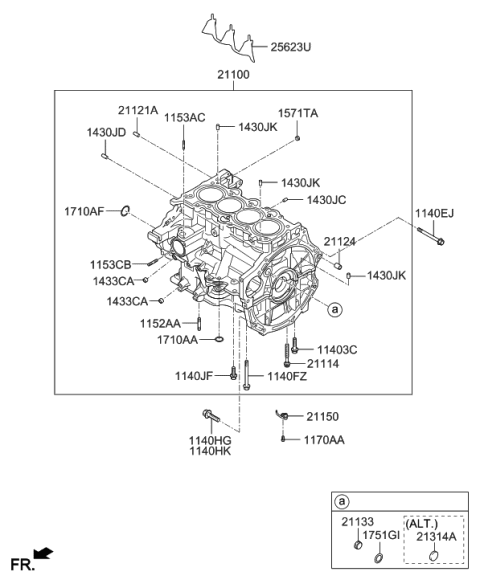 2019 Hyundai Elantra GT Cylinder Block Diagram 1