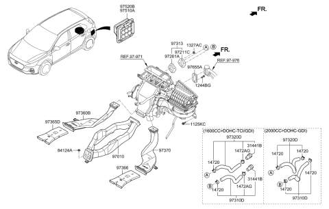 2020 Hyundai Elantra GT Heater System-Duct & Hose Diagram