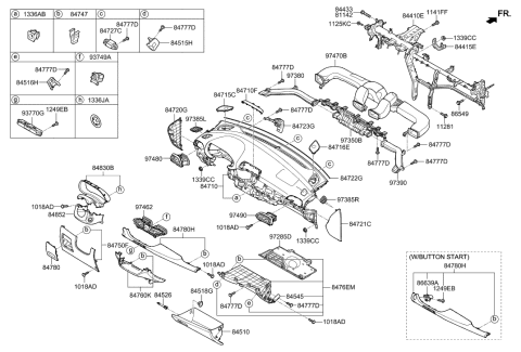 2020 Hyundai Elantra GT Crash Pad Diagram